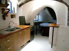kitchen, villa in santorini, greece